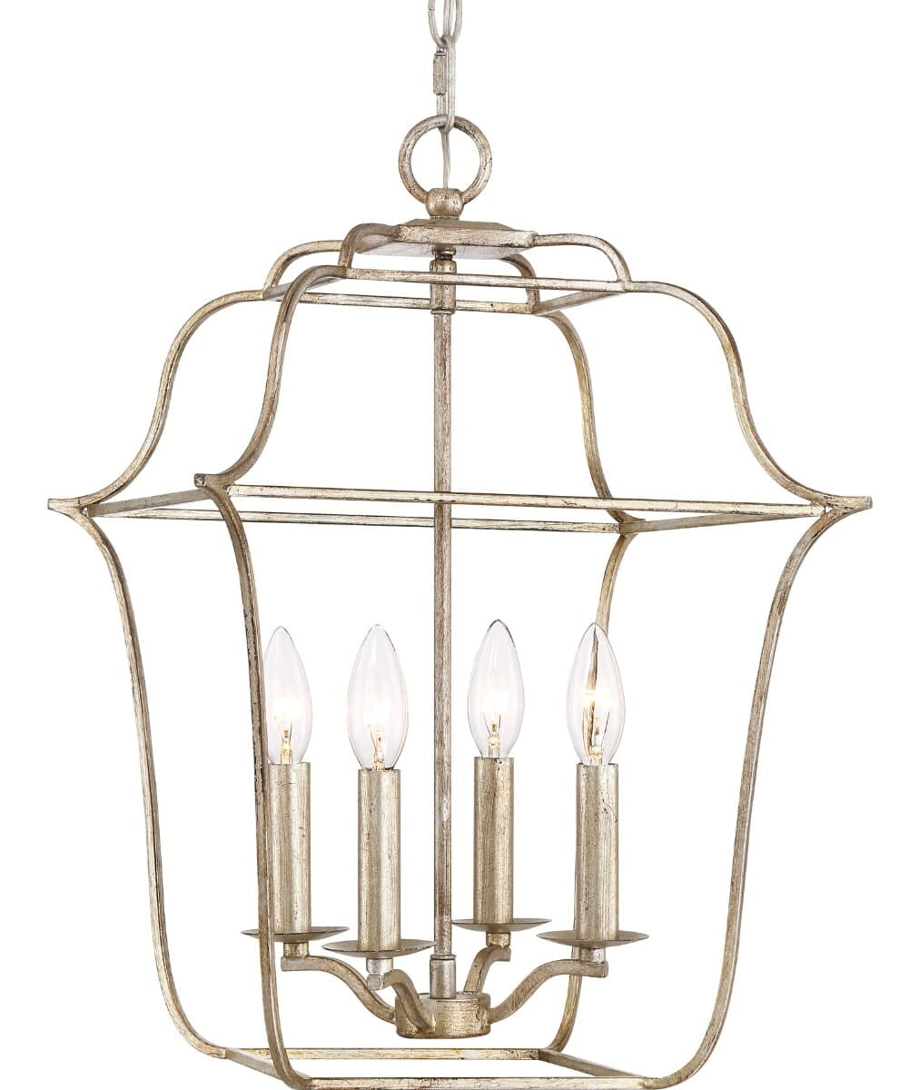 Century Silver Leaf 4-Light Lantern Chandelier