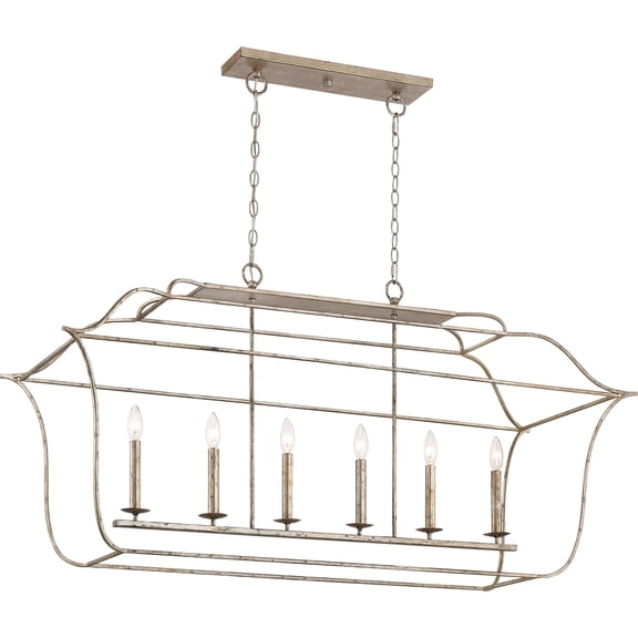 Gallery 6-Light Century Silver Leaf Linear Chandelier