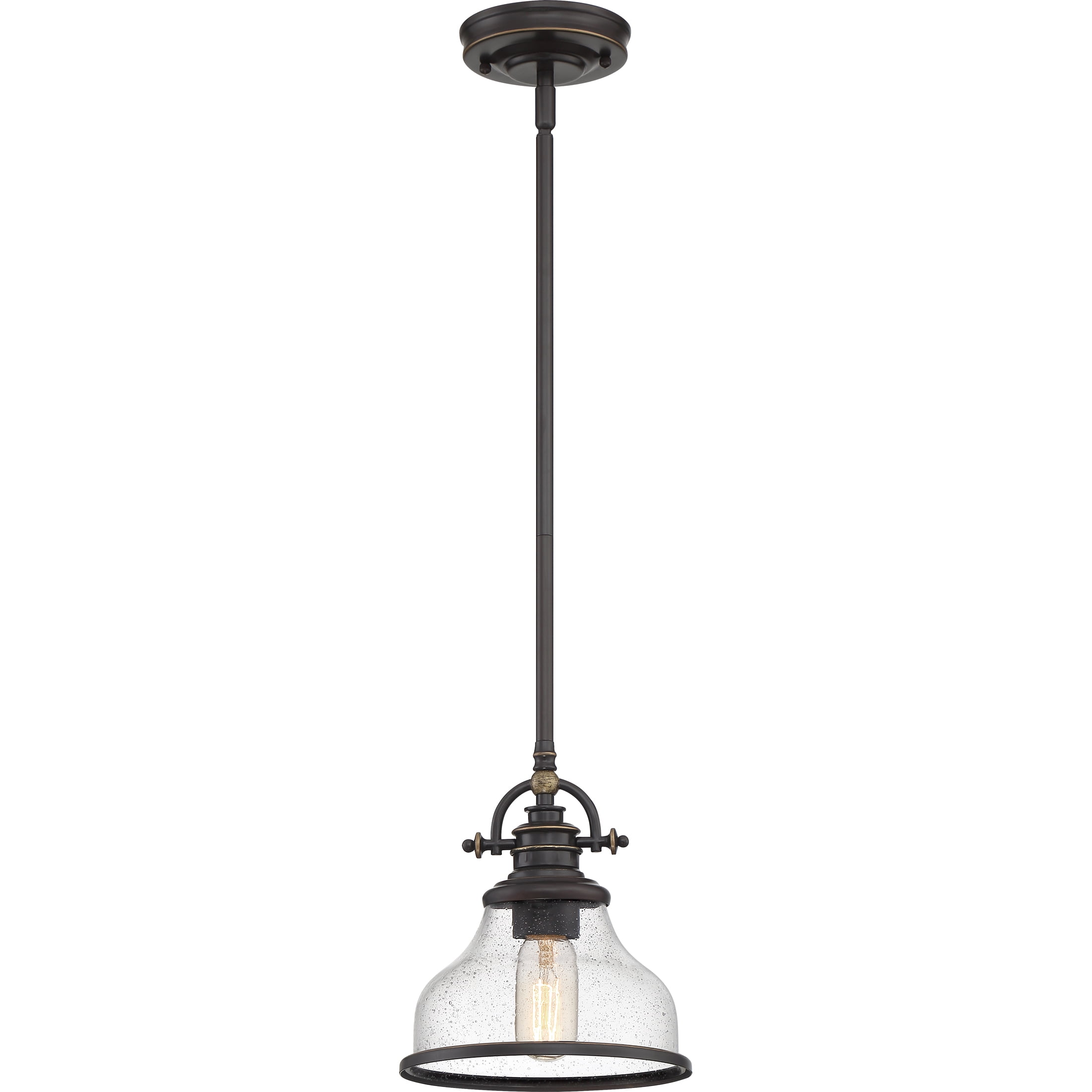 Grant 8" Bronze and Glass Mini Pendant Light