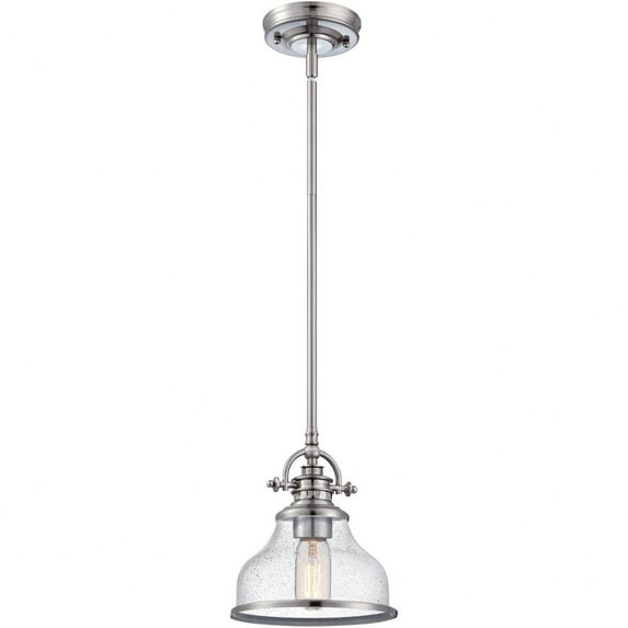 GRTS1508BN Quoizel Lighting Grant - 1 Light Small Mini Pendant-Brushed Nickel Finish -Traditional Installation