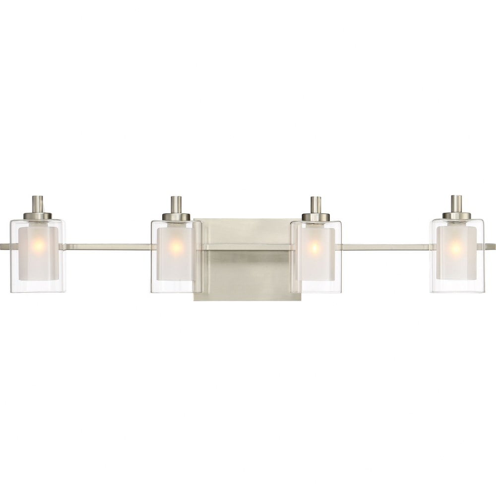 Kolt 29" Brushed Nickel Vanity Light with Frosted Glass Shades