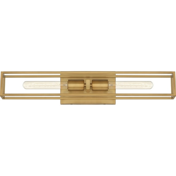 Quoizel Leighton 2-Light 24" Bathroom Vanity Light in Weathered Brass