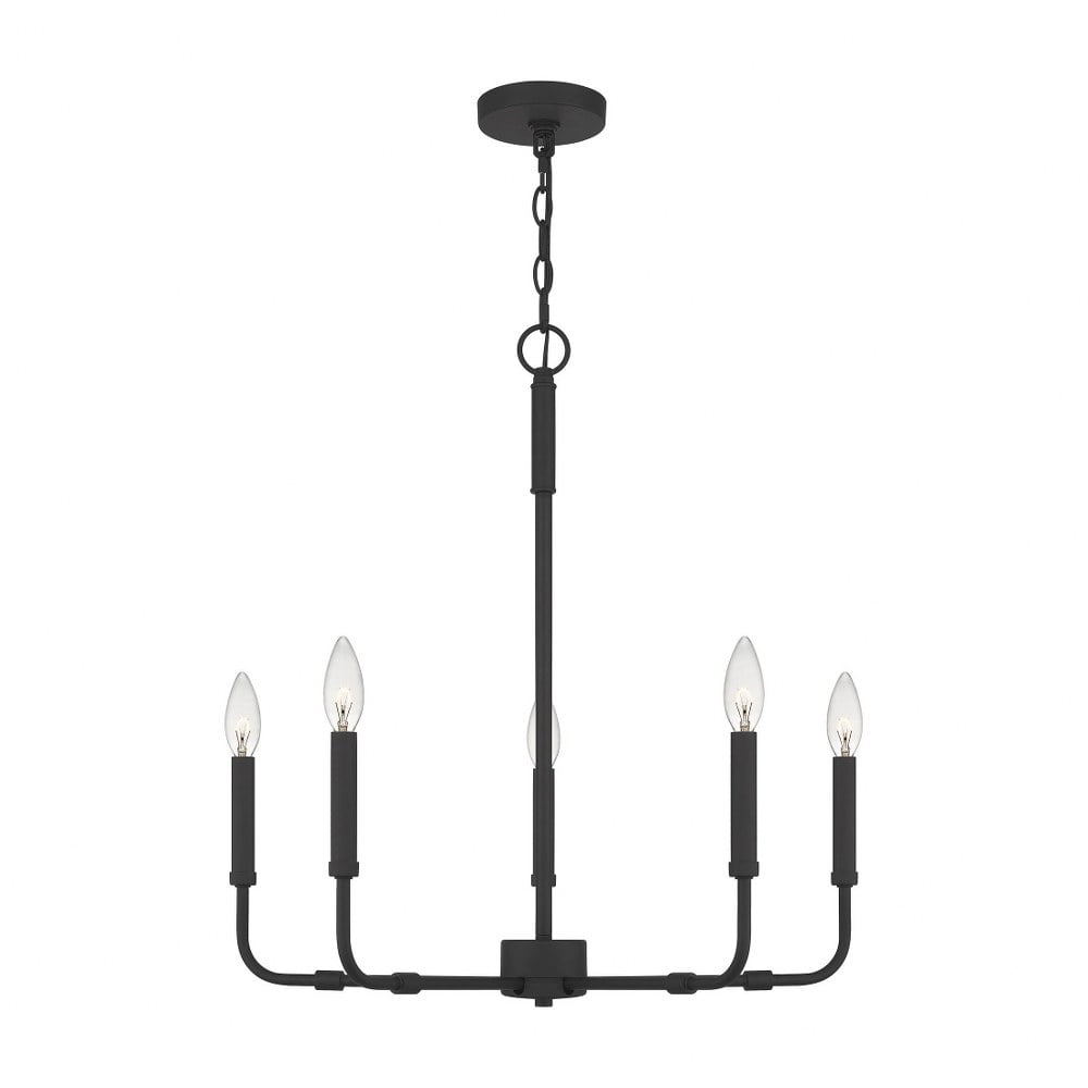 Abner 24" Matte Black Classic Candle-Style Steel Chandelier
