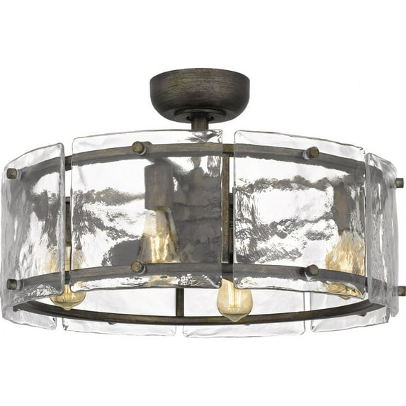 FTS3124MM Quoizel Lighting Fortress - 32W 4 LED Fandelier In Transitional Style-9.75 Inches Tall and 24.25 Inches Wide-Mottled Silver Finish