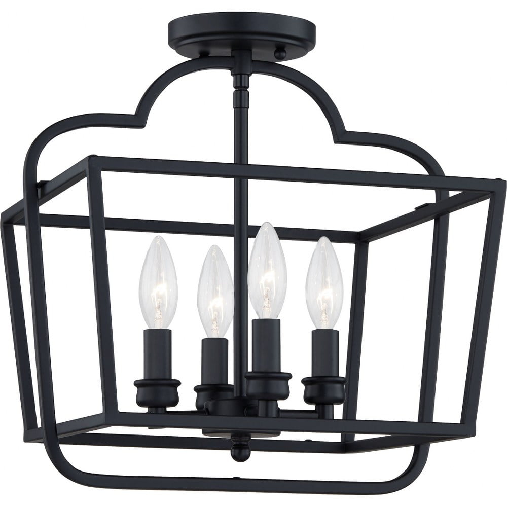 Blanche Matte Black 4-Light Transitional Semi-Flush Mount