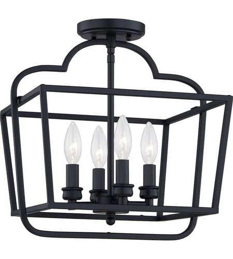 Blanche Matte Black 4-Light Transitional Semi-Flush Mount