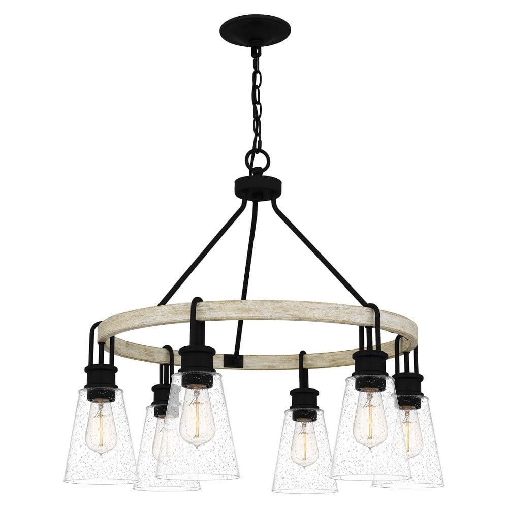 Kingsbridge Earth Black 6-Light Wagon Wheel Chandelier