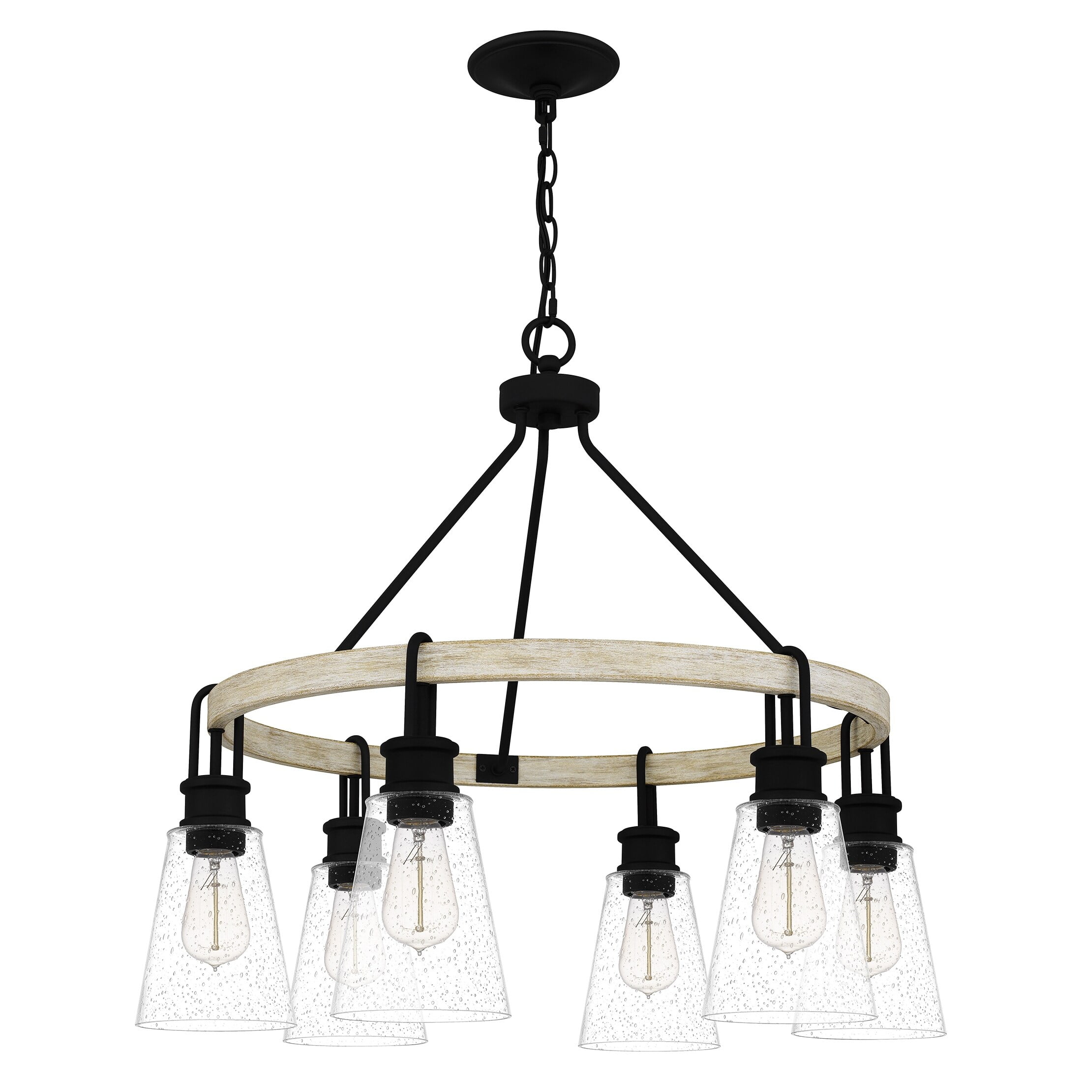 Kingsbridge Earth Black 6-Light Wagon Wheel Chandelier