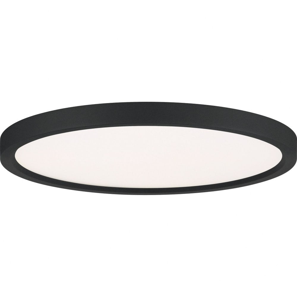 Sleek Earth Black 15" Aluminum LED Flush Mount with White Acrylic Shade