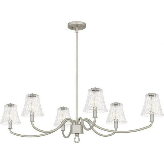 MCK644BN-Quoizel Lighting-McKinney - 6 Light Linear Chandelier-12 Inch Tall and 44 Inch Wide-Brushed Nickel Finish