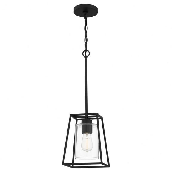 PRC1508MBK Quoizel Lighting Prescott - 1 Light Small Mini Pendant In Transitional Style-24 Inches Tall and 8 Inches Wide-Matte Black Finish