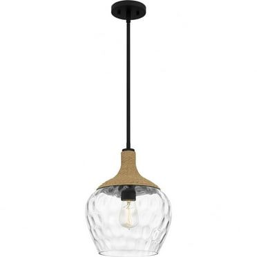 QPPC5603MBK-Quoizel Lighting-Royer - 1 Light Mini Pendant In Transitional Style-15.5 Inches Tall and 12 Inches Wide-Matte Black Finish-Clear Water