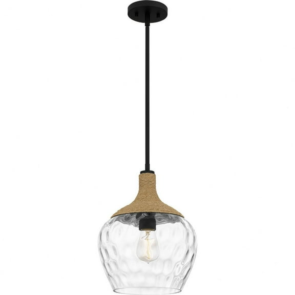 QPPC5603MBK Quoizel Lighting Royer - 1 Light Mini Pendant In Transitional Style-15.5 Inches Tall and 12 Inches Wide-Matte Black Finish-Clear Water