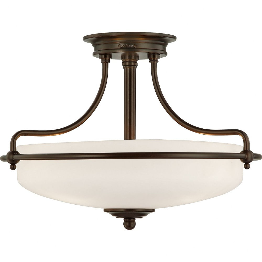 Palladian Bronze 17" Glass Semi-Flush Mount for Indoor/Outdoor