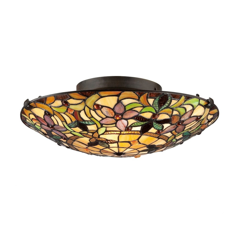Kami 17'' Vintage Bronze Tiffany Flush Mount Light