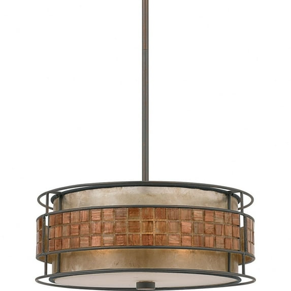 Quoizel MC842CRC Laguna Mica Drum Pendant Lighting, 3-Light, 180 Watts, Renaissance Copper (7" H x 16" W)