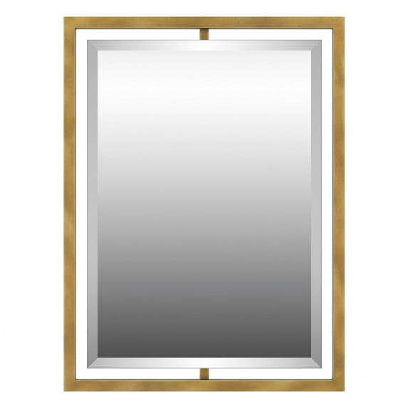 QR1857WS Quoizel Lighting Reflections - 32 Inch Rectangular Mirror-Weathered Brass Finish