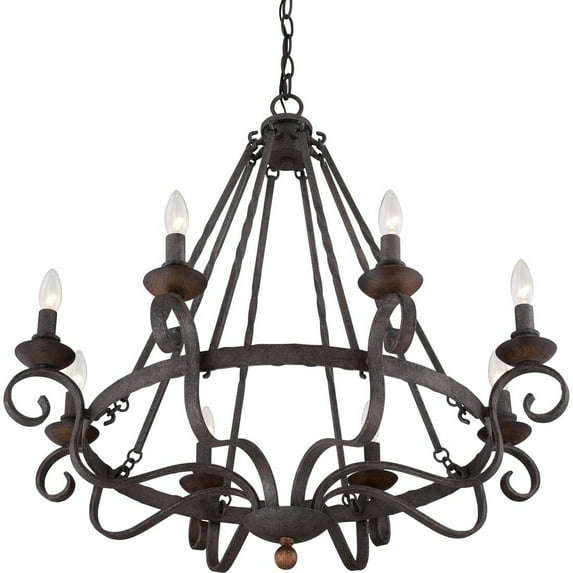 Quoizel NBE5008RK Noble 8-Light Chandelier in Rustic Black