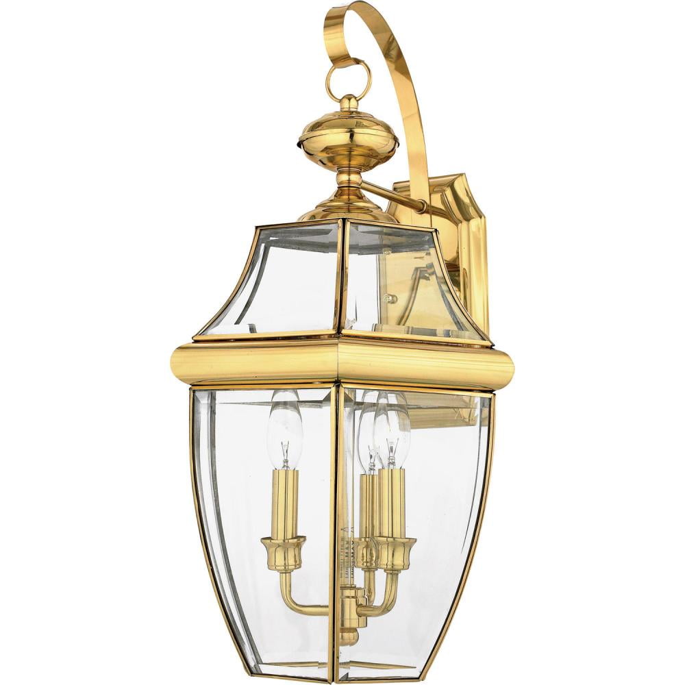 Polished Brass 22.5" Lantern-Style Outdoor Wall Sconce