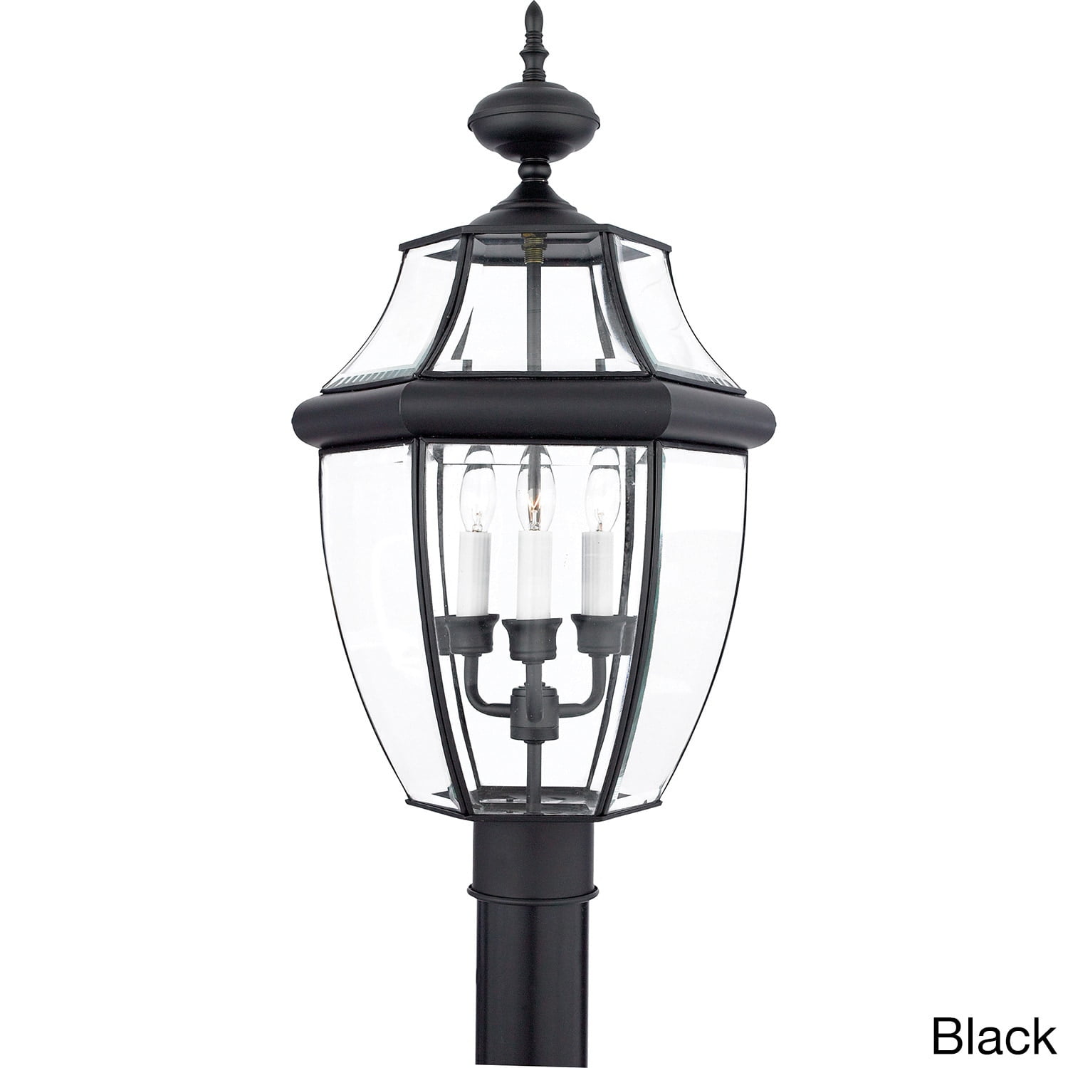 Mystic Black 23" Outdoor Post Lantern with Clear Beveled Glass