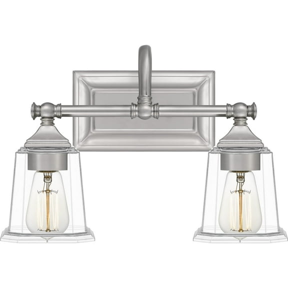 Quoizel Nicholas 2-Light Bathroom Vanity Light in Brushed Nickel