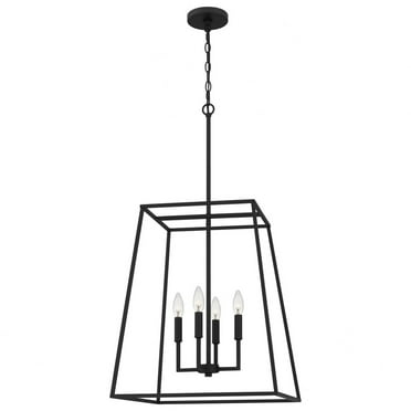 Quoizel Prescott 4-Light Matte Black Transitional Open Lantern Pendant
