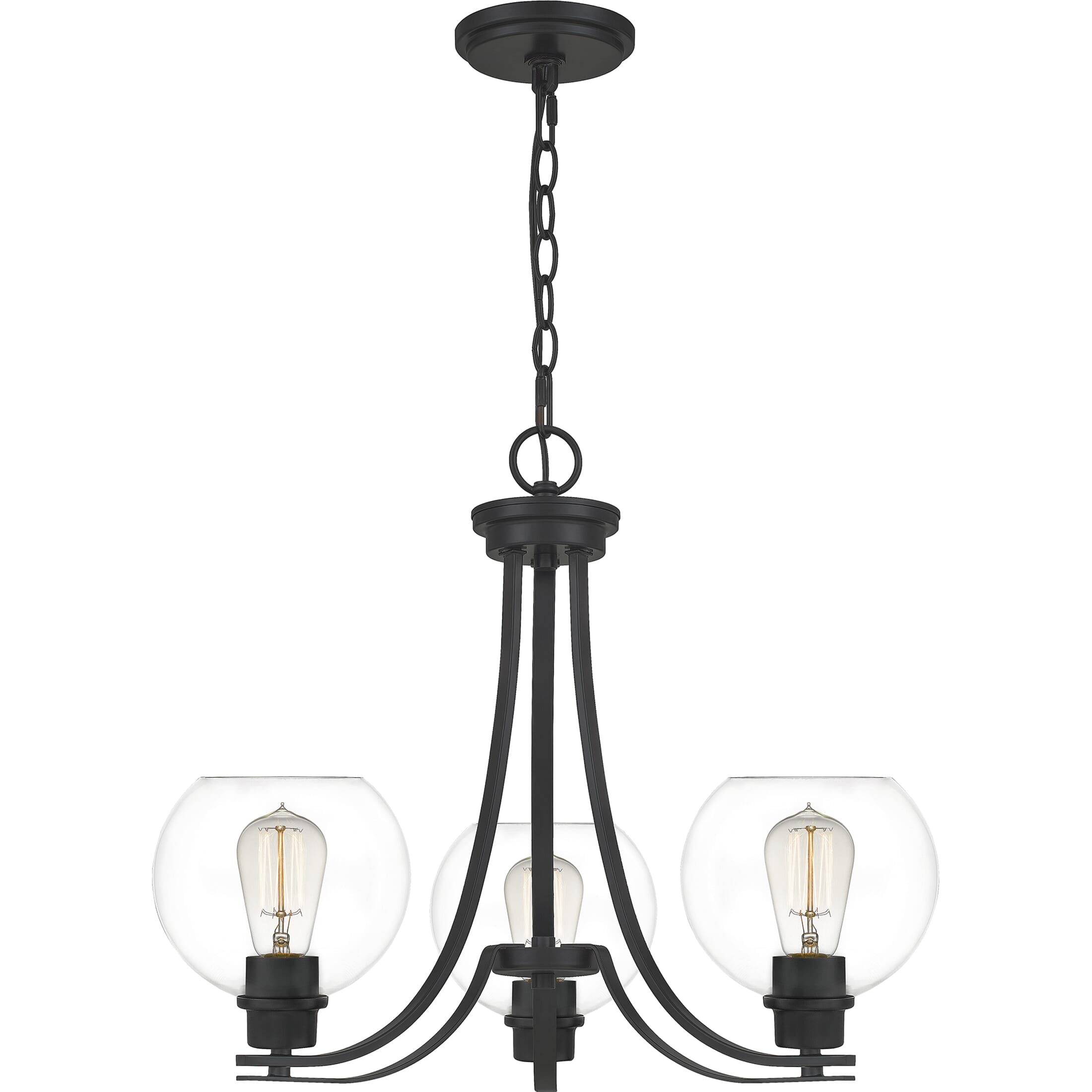 Pruitt Matte Black Transitional 3-Light Chandelier