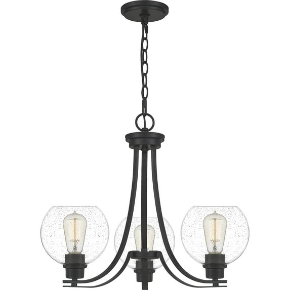 Quoizel Pruitt 3-Light 18" Transitional Chandelier in Matte Black