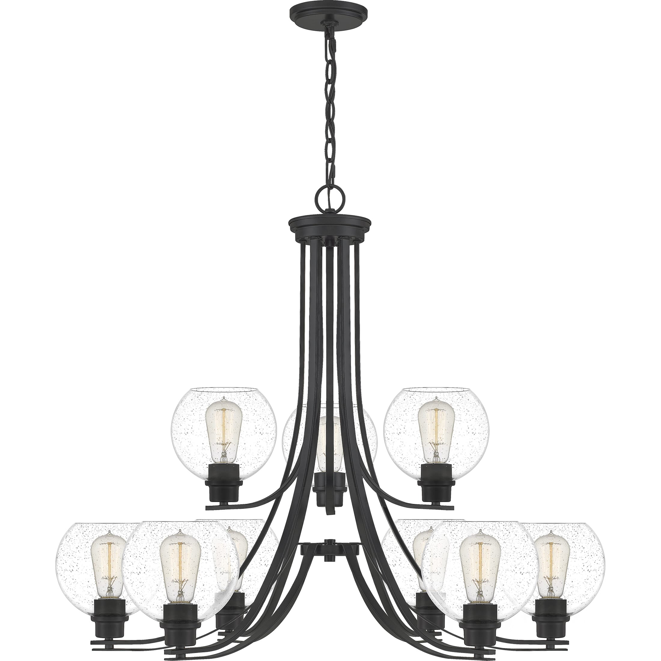 Pruitt 29" Transitional Matte Black 9-Light Chandelier