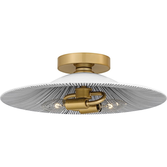 QFL6789LGK Quoizel Lighting Indigo - 2 Light Flush Mount-5.25 Inch Tall and 15.75 Inch Wide-Light Gold Finish-Black Stripe Shade Color