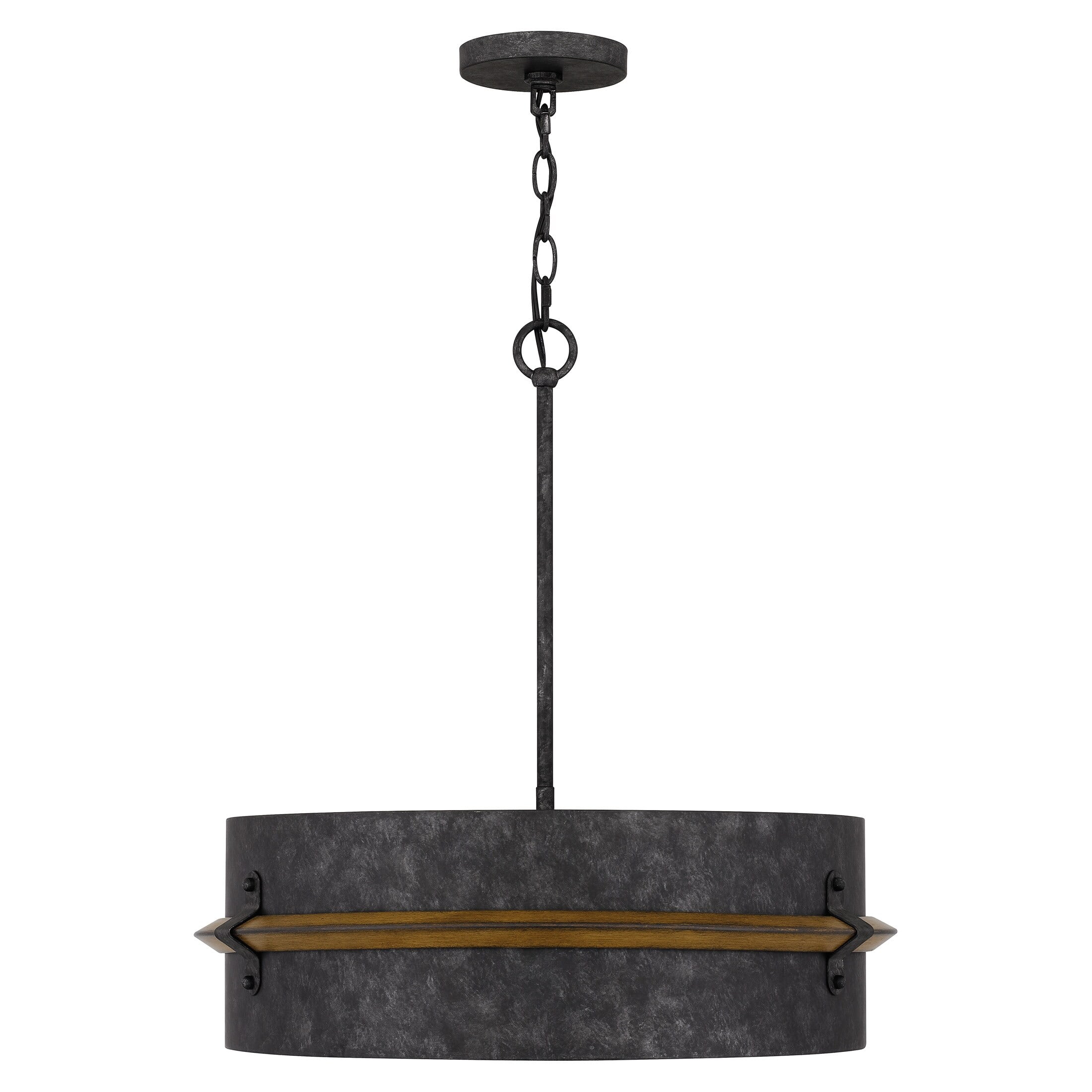 21" Brown Glass Drum Pendant Light for Indoor/Outdoor
