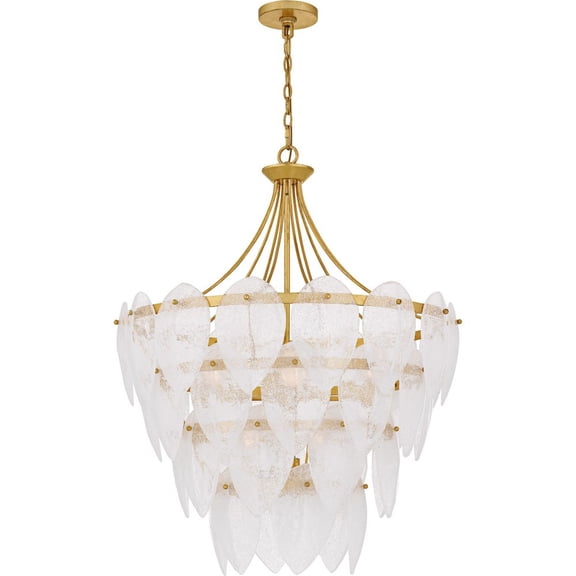 QP6766GFL Quoizel Lighting Lilestone - 7 Light Pendant-35 Inch Tall and 28 Inch Wide-Gold Leaf Finish
