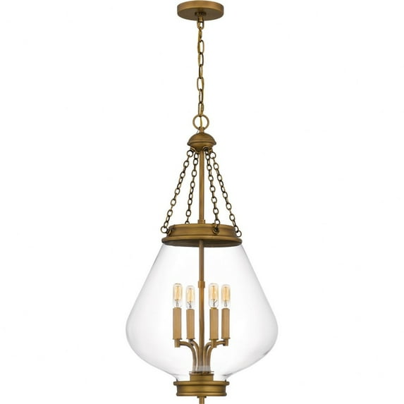QP6803WS Quoizel Lighting Wallace - 4 Light Pendant-30.25 Inch Tall and 16 Inch Wide-Weathered Brass Finish