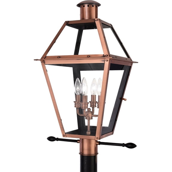 4 Light Post Lantern-Aged Copper Finish Quoizel Lighting Ro9014ac