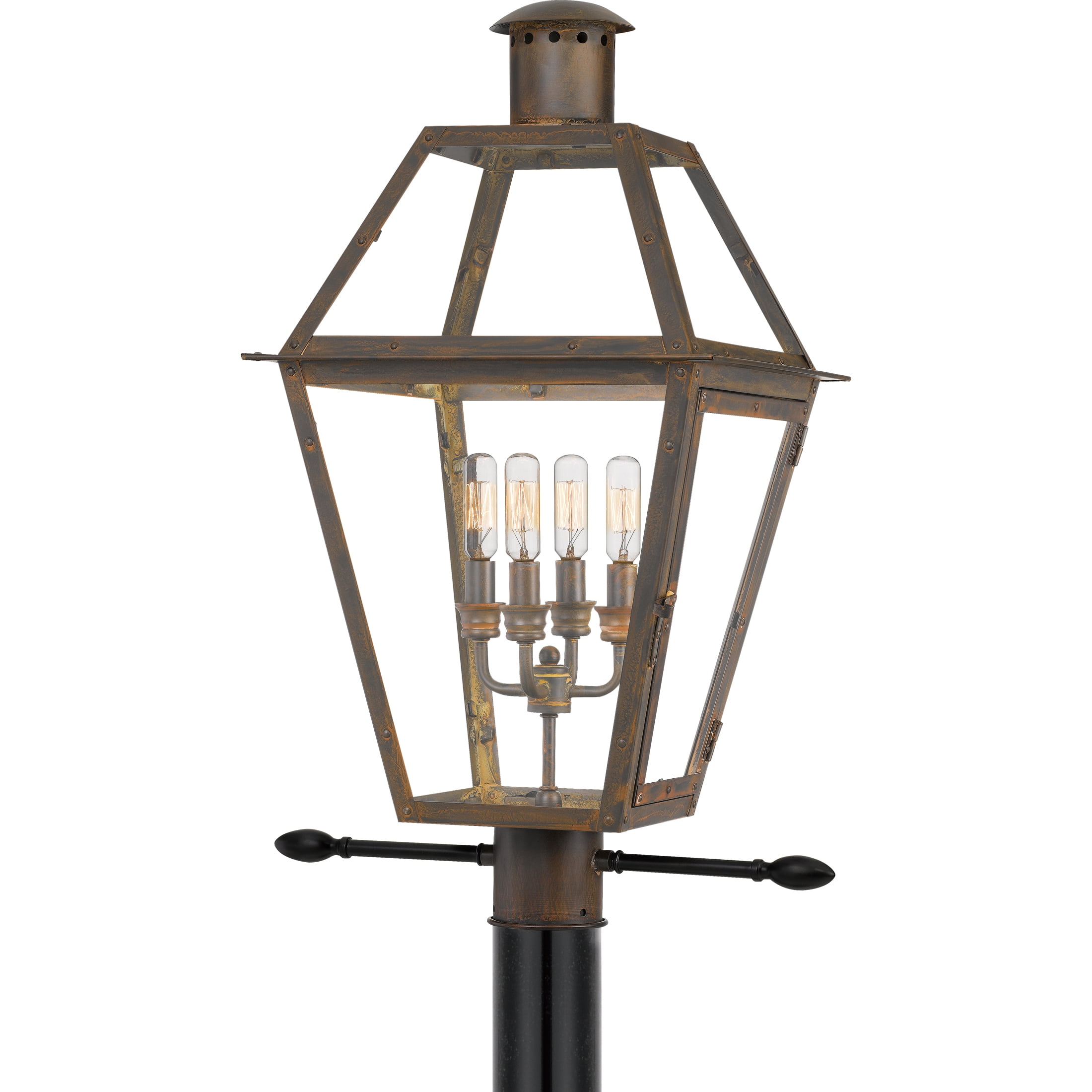 Rue De Royal 4-Light Industrial Bronze Outdoor Post Lantern
