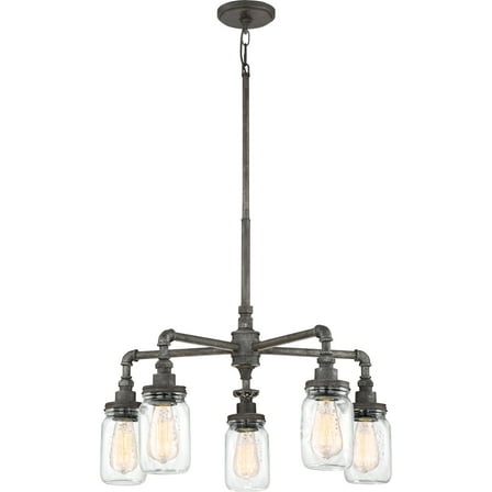 Quoizel SQR5005RK Squire 26" 5-Light Clear Glass Chandelier in Rustic Black