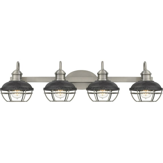 Quoizel Sandpiper 4-Light 34" Bathroom Vanity Light in Antique Polished Nickel
