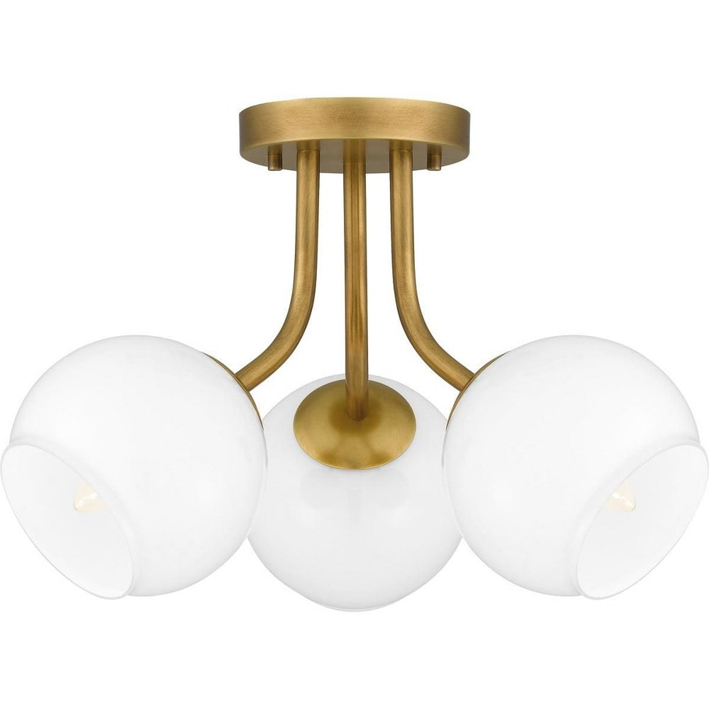 Matte Black and Clear Globe 3-Light Modern Semi-Flush Mount