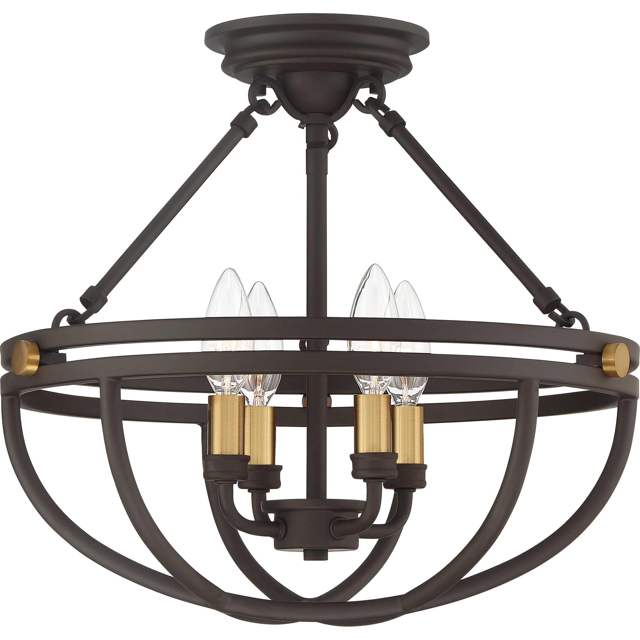 Sergeant 16" Aged Brass and Bronze Semi-Flush Mount Light