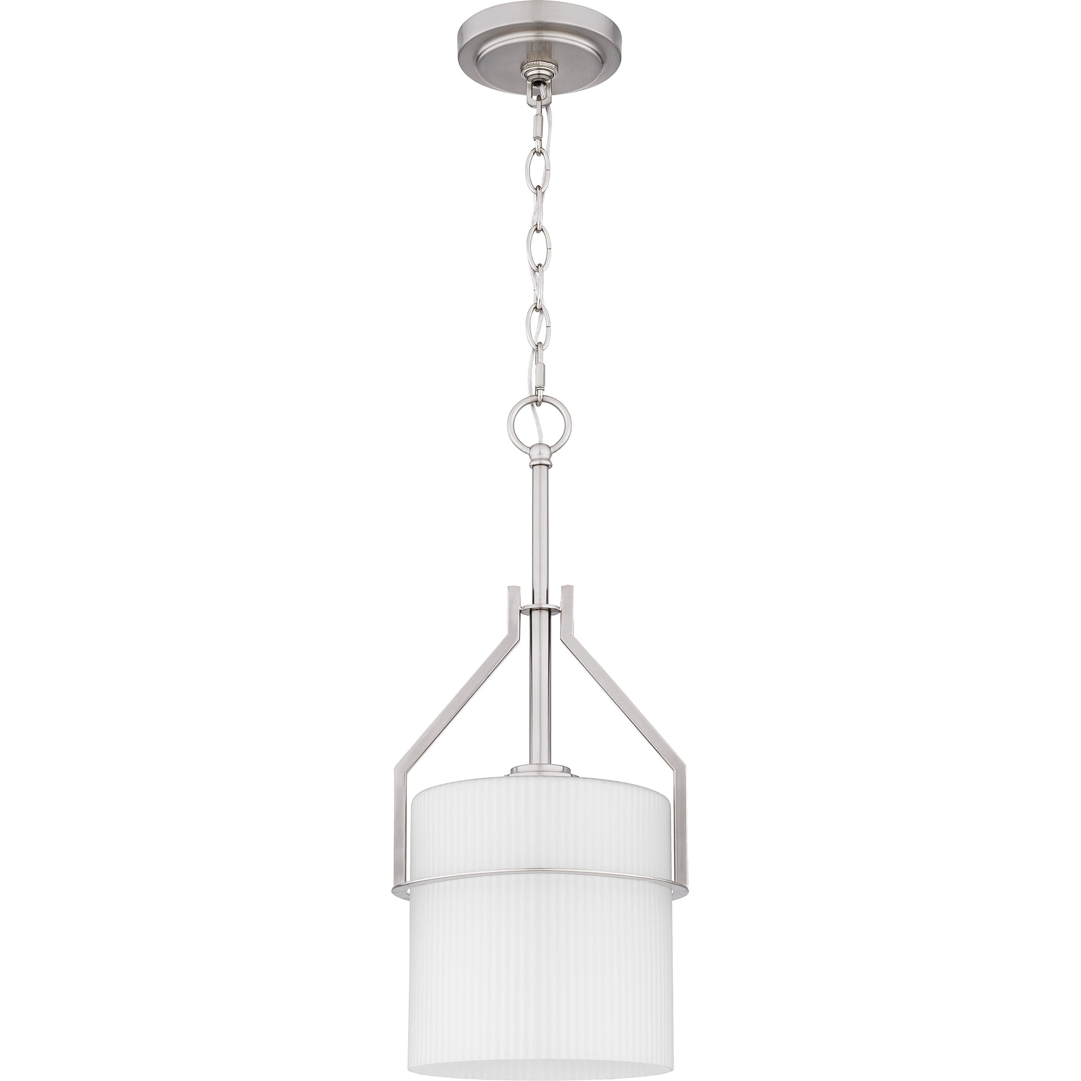 Seymour Brushed Nickel Mini Pendant with Ribbed Glass Shade