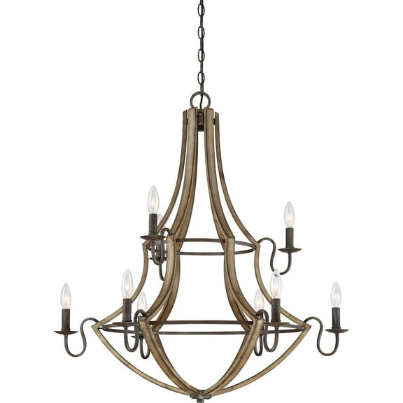 Quoizel Shire 9-Light 35" Transitional Chandelier in Rustic Black