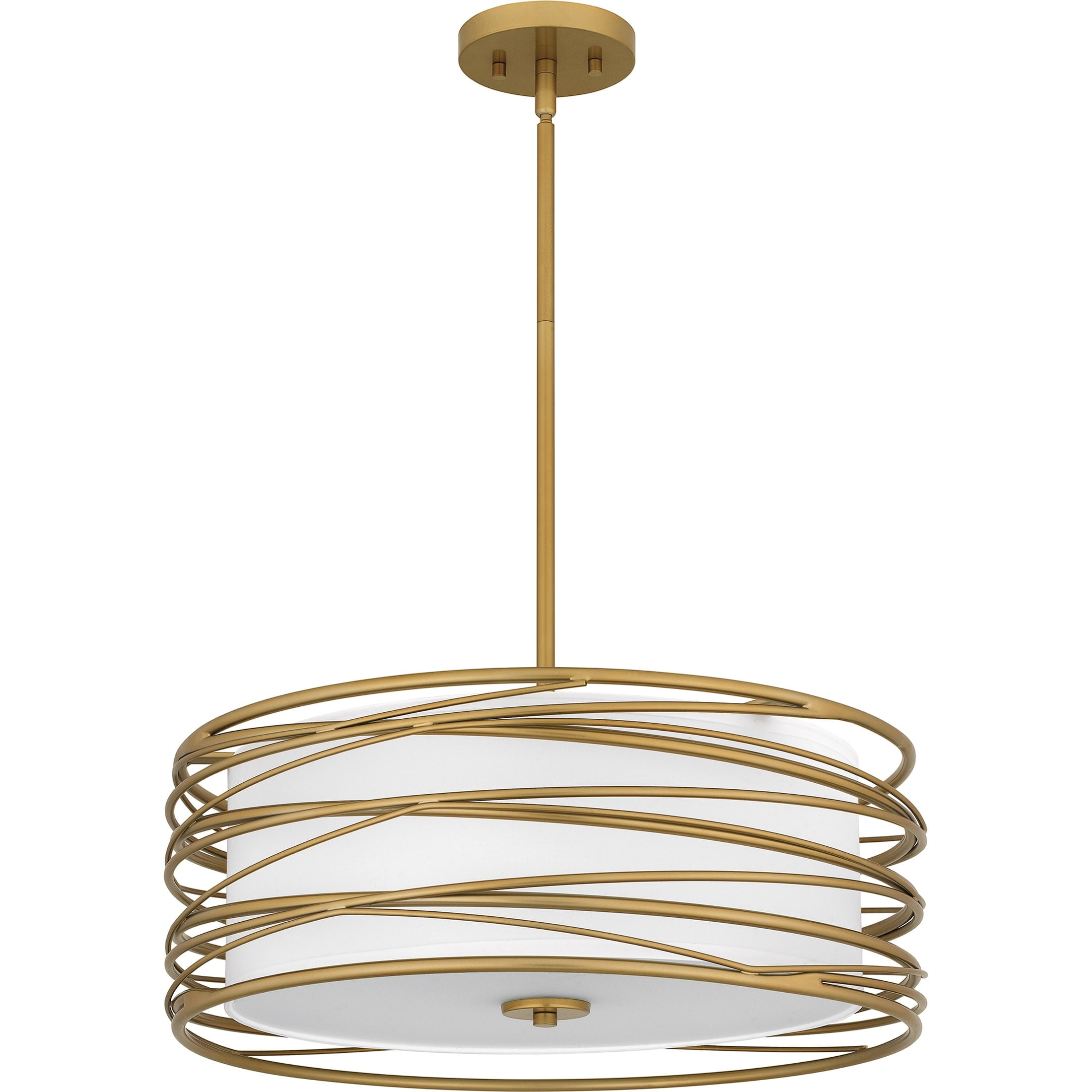 Light Gold Spiral 3-Light Pendant with Glass Diffuser