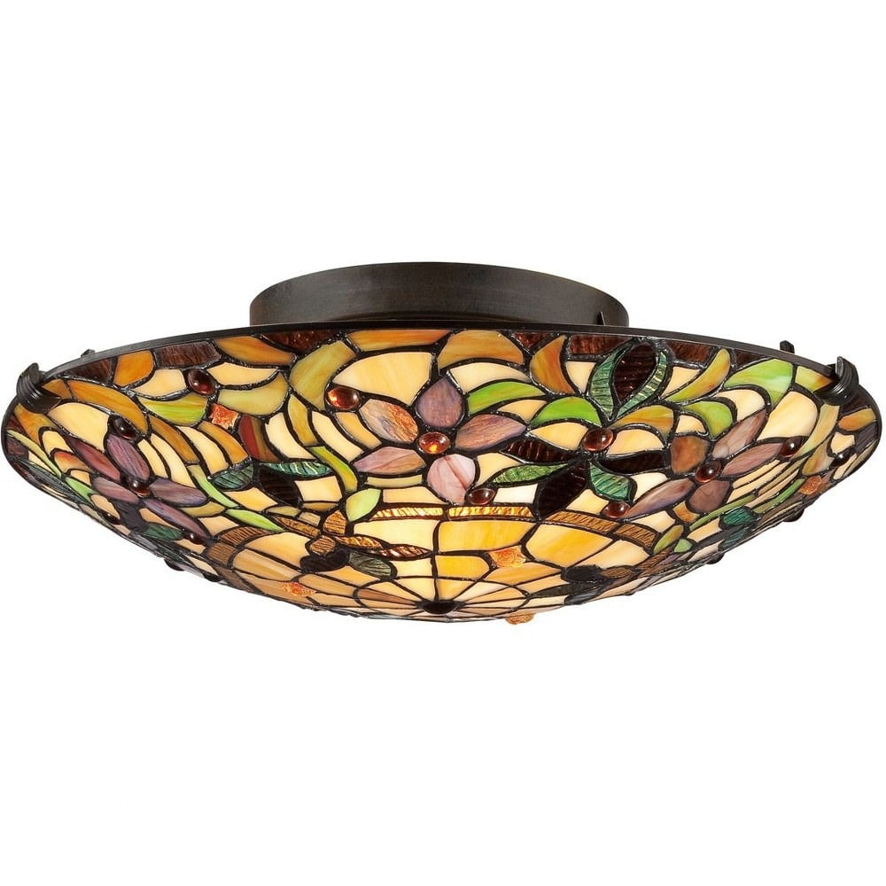 Kami 17'' Vintage Bronze Tiffany Flush Mount Light