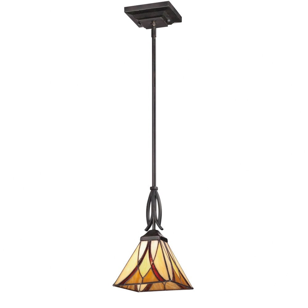Asheville Valiant Bronze Tiffany Glass Mini Pendant Light