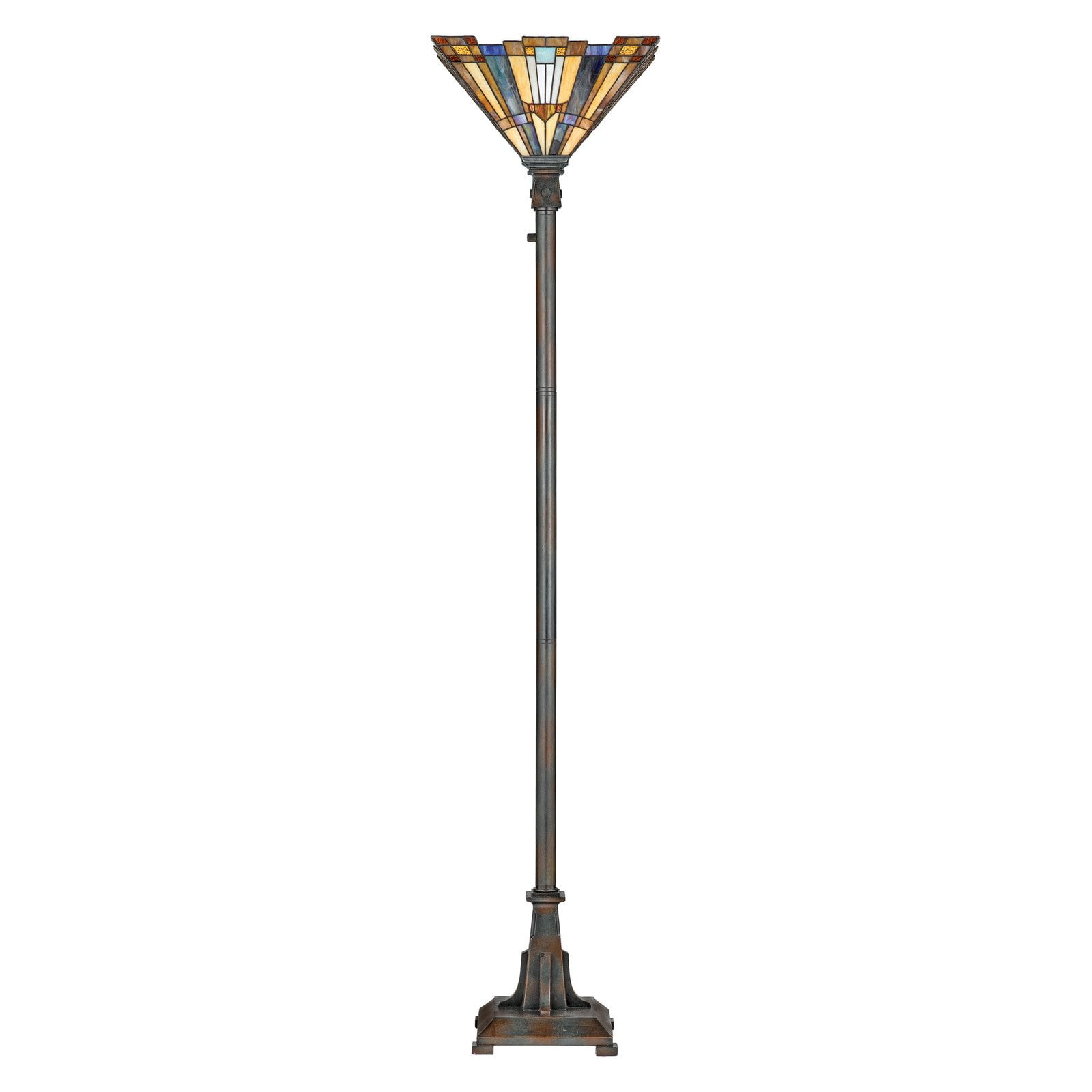 Valiant Bronze 71" Torchiere Floor Lamp with Art Glass Shade