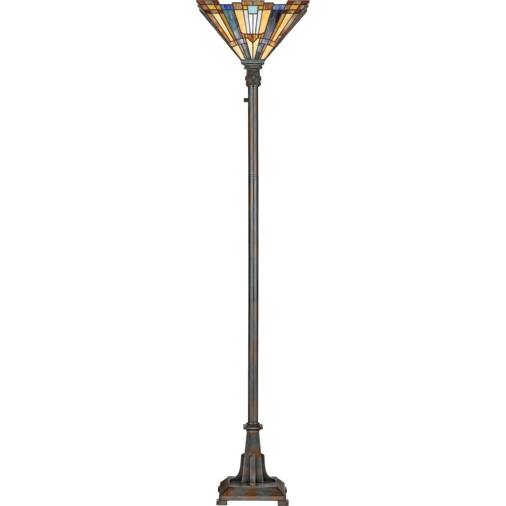 Valiant Bronze 71" Torchiere Floor Lamp with Art Glass Shade