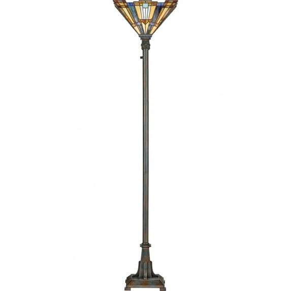 Quoizel TFIK9471VA Inglenook Stained Glass Tiffany Uplight Floor Lamp, 1-Light, 150 Watts, Valiant Bronze (71" H x 16" W