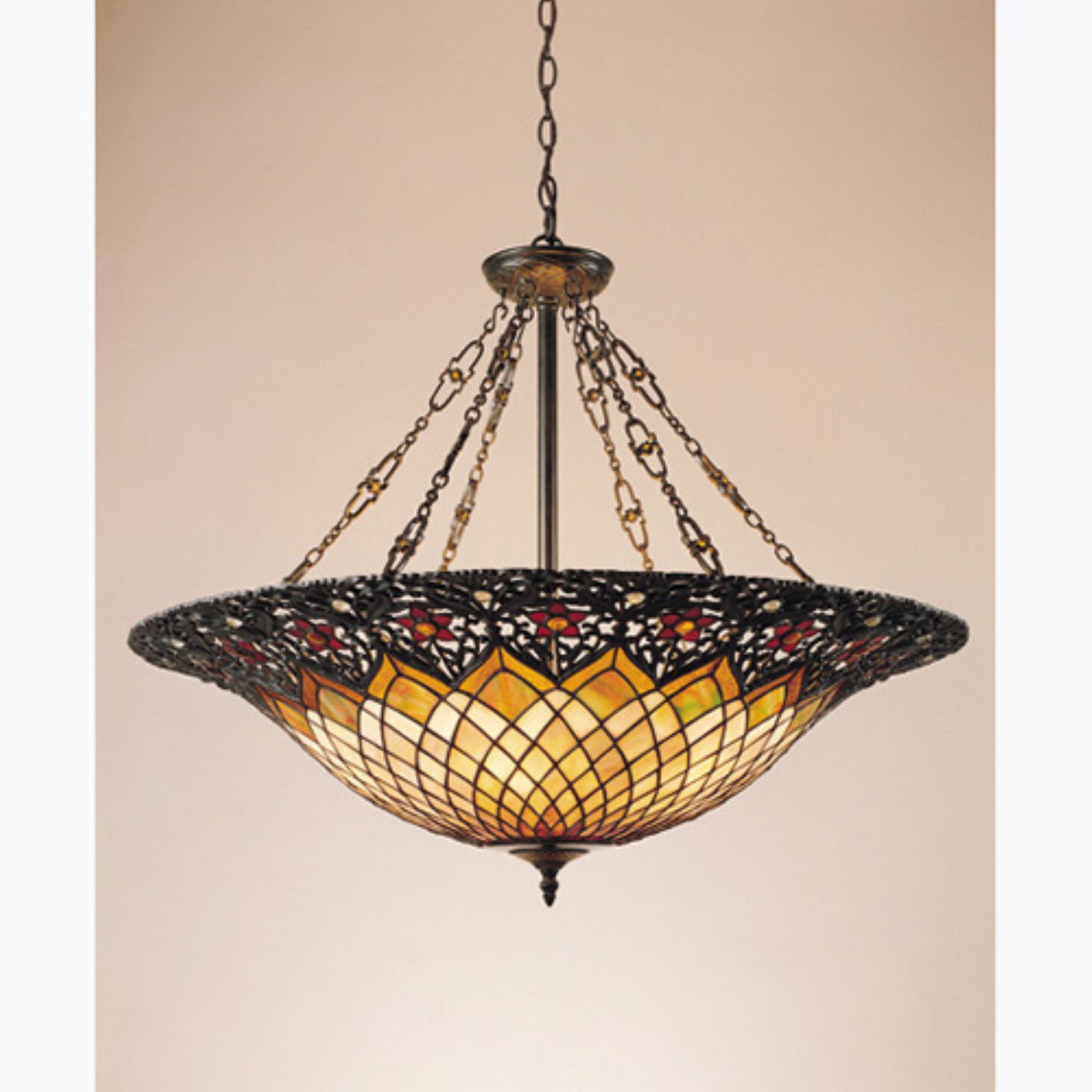 Adriana 32" Vintage Bronze Glass Bowl Pendant Light