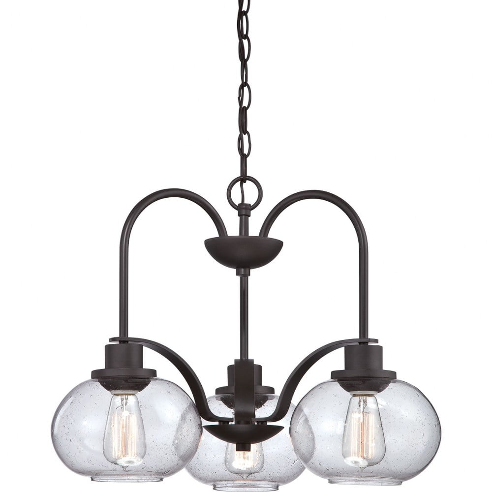Old Bronze Mini Chandelier with Clear Seedy Glass Shades