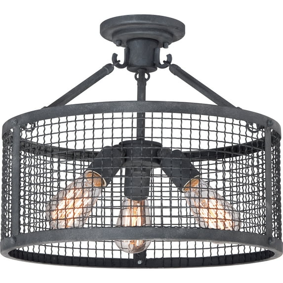 Quoizel WLR1716MB Wilder 3-Light Semi-Flush Mount in Mottled Black